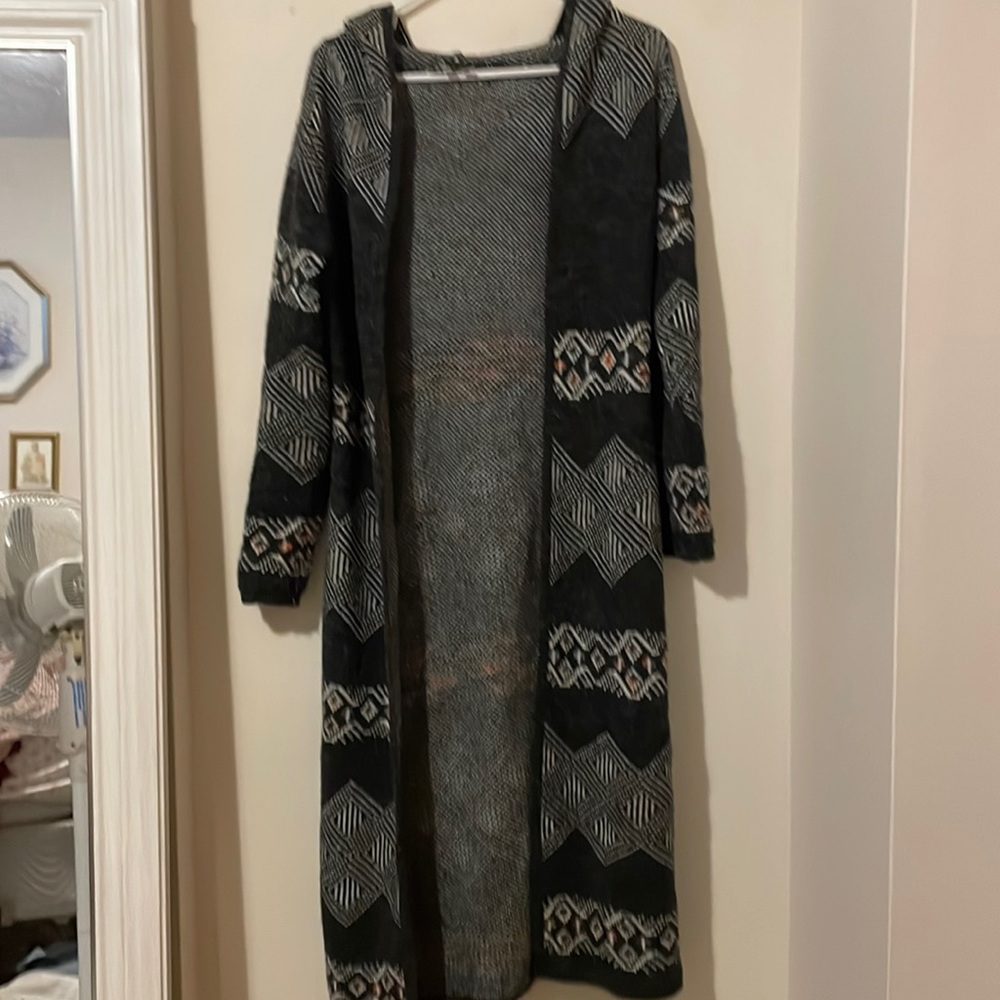 Wool hooded cardigan